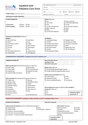 PCOCI V4 Irish Inpatient Unit Form January 2026 Image